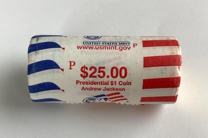 US Mint $25 Andrew Jackson Presidential $1 P Coin Roll
