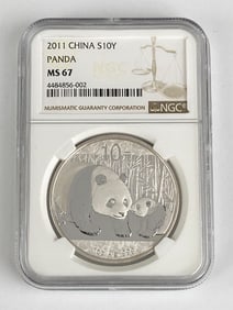 NGC Graded 2011 10 Yuan S 1oz Panda MS67