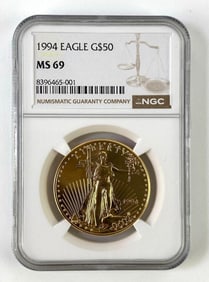 NGC Graded 1994 G $50 US 1 oz American Gold Eagle MS69