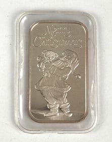 1994 Merry Christmas 1 oz .999 Fine Silver Ingot/ Bar