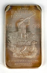 1993 National Mint Fathers Day 1 oz .999 Fine Silver Ingot/ Bar