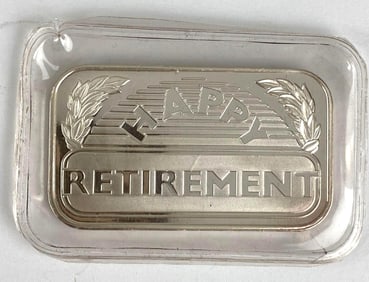 1995 Happy Retirement 1 oz .999 Fine Silver Ingot/ Bar