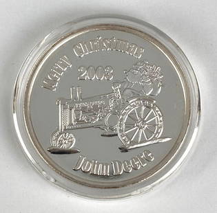 2003 John Deere Merry Christmas 1 oz .999 Fine Silver Round: 2003 John Deere Merry Christmas 1 oz .999 Fine Silver Round