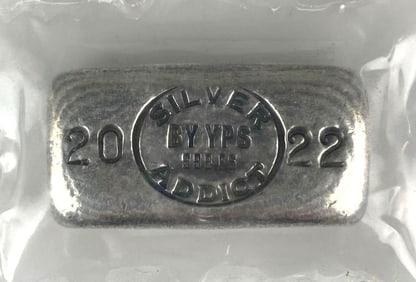 2022 YPS Silver Addict 1 oz .999 Fine Silver Ingot/ Bar