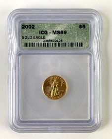 IGC Graded 2002 $5 US Mint American Gold Eagle 1/10 oz Gold Coin MS69