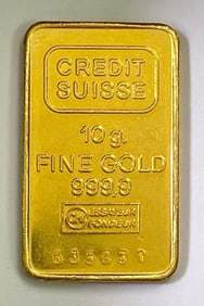 Credit Suisse 10 Gram .999 Fine Gold Ingot/ Bar