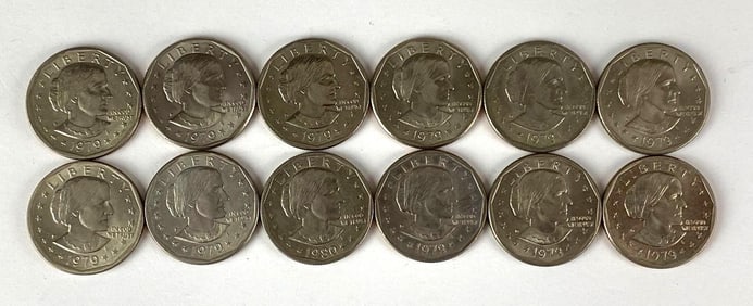 Group of 12 1979 Susan B Anthony Dollars