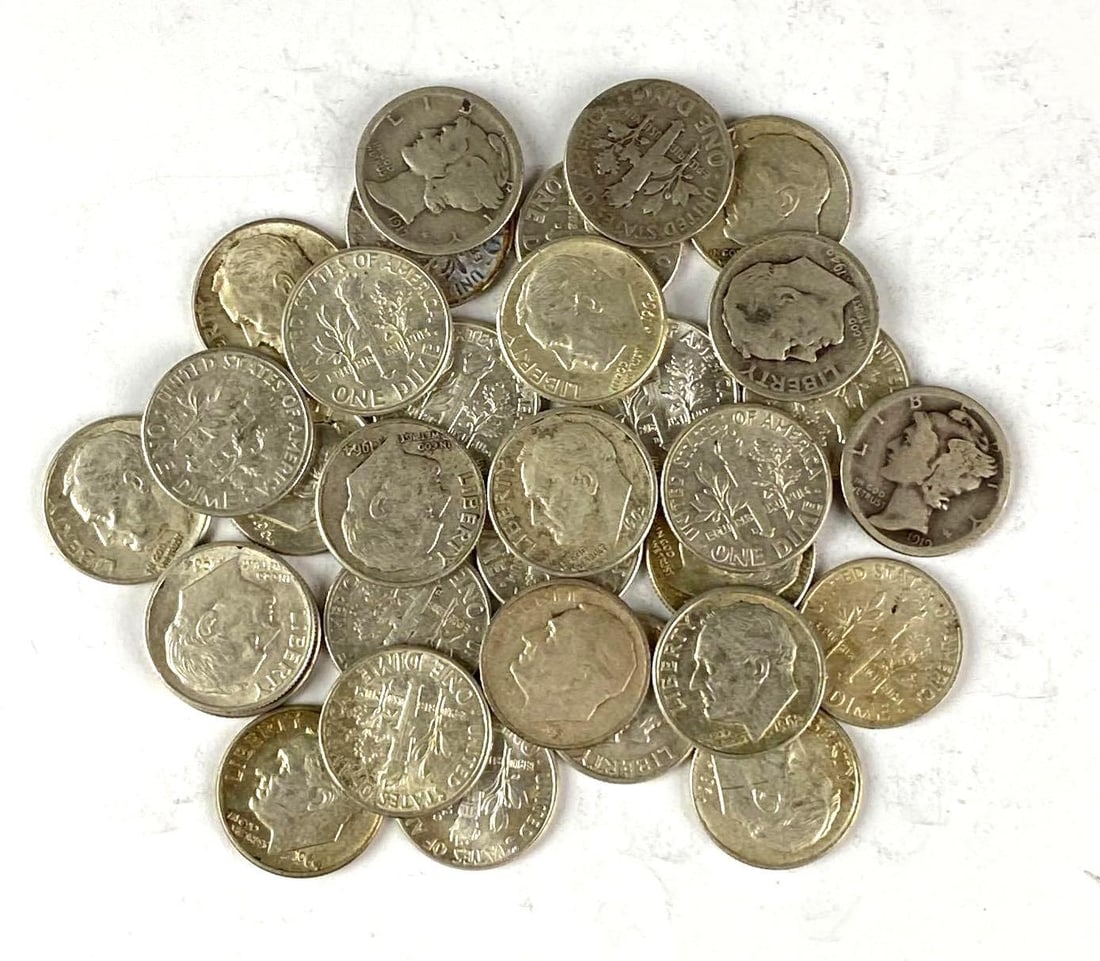Group of 30 Roosevelt Silver Dimes and More (1 of 1)