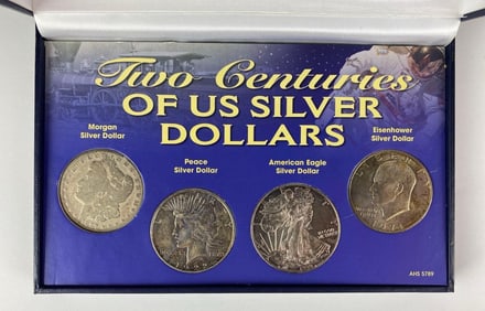 The American Historic Society Two Centuries of 4 U.S. Silver Dollars
