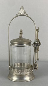 Antique Etched Paneled Glass Pickle Castor