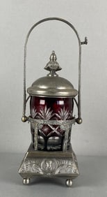Ruby Cut To Clear Hinged Lid Pickle Castor