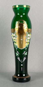 Egermann Bohemia Emerald Crystal Floral Vase