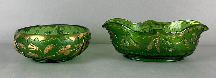 Group of EAPG Delaware Pattern Emerald Green Bowls