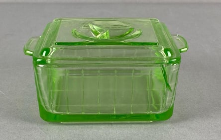 Hazel Atlas Vaseline Glass Refrigerator Dish