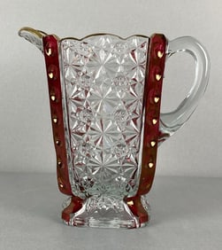 EAPG Daisy and Button Pattern Ruby and Clear Pitcher