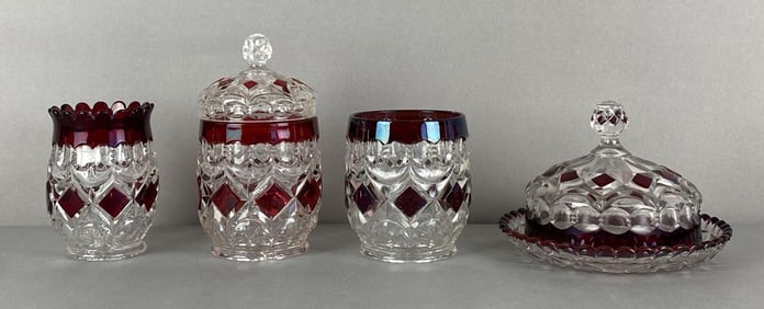 Group of 4 EAPG Ruby Flash Items