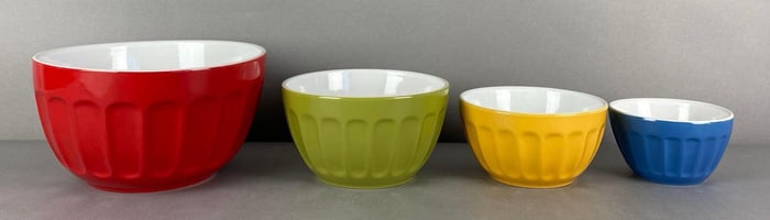 Set of 4 Best Home Ribbed Pottery Nesting Mixing Bowls