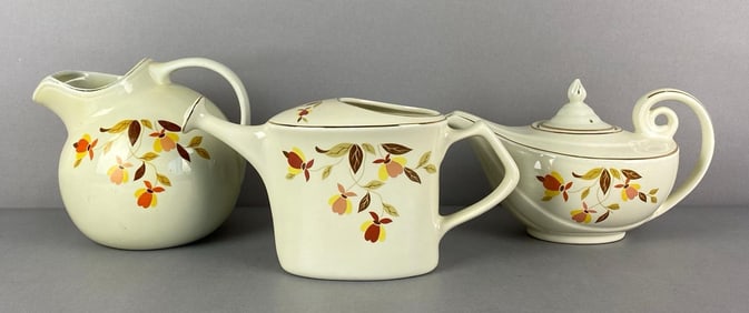 Group of 3 Hall Jewel Tea Autumn Leaf Pottery Pitchers