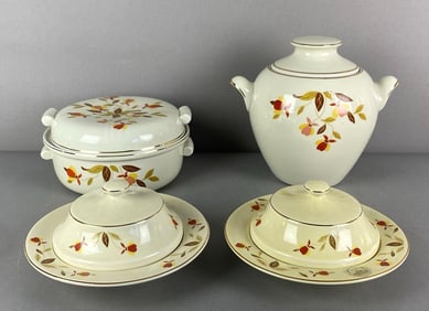 Group of 4 Halls Jewel Tea Autumn Leaves Pottery Items