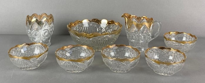 Group of EAPG Gold Flash Berry Bowls and More