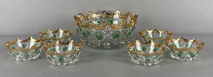 Set of 7 EAPG Gold Flash Master Berry Bowl Set