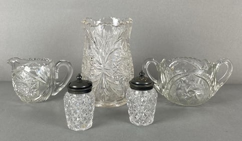 Group of 5 Early American Pressed Glass Items
