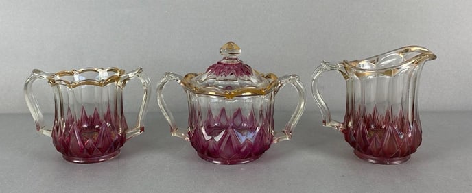 Group of 3 EAPG Amethyst Gold Flash Items