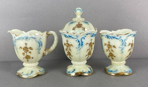 Group of 3 Custard Pressed Glass Items