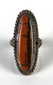 Sterling Silver Native American Petrified Wood Cocktail Ring