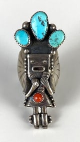 Sterling Silver Native American Navajo Kachina Statement Ring