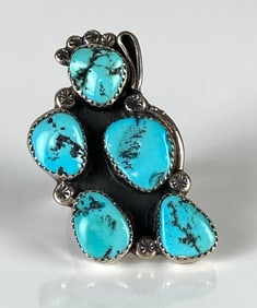 Sterling Silver Native American Turquoise Cocktail Ring