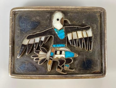 Sterling Silver Native American Zuni Dancing Belt Buckle