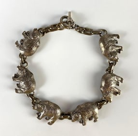 Carol Felley Sterling Silver Walking Bear Bracelet