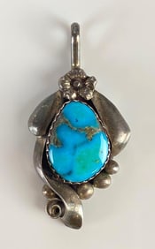 Sterling Silver Native American Turquoise Necklace Pendant