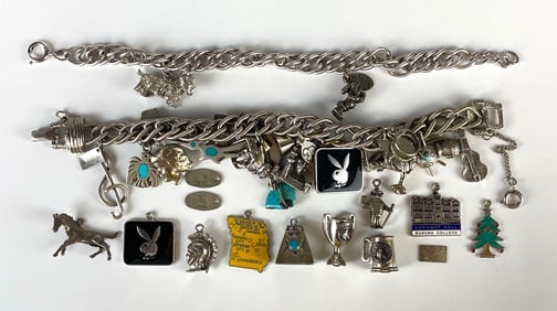 Group of Sterling Silver Charm Bracelets/Charms and More