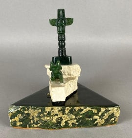 Serpentine and Jade Native American Inspired Statue