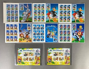 Group of Walt Disney and Looney Tunes Stamp Sheets