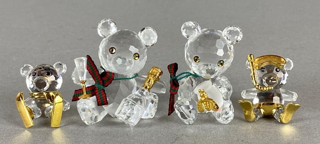 Group of 4 Swarovski Crystal Teddy Bears