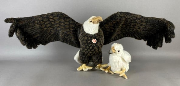 Steiff Hansa Creations Bald Eagle and Eaglet Chick Plush