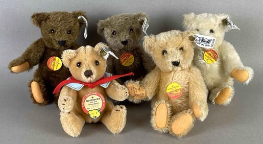 Group of 5 Steiff Miniature Teddy Bears