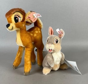 Group of 2 Steiff Disney Showcase Collection Bambi Plushes