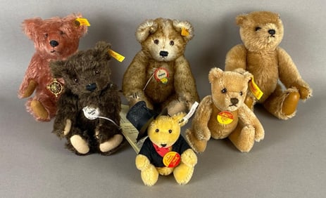 Group of 6 Steiff Miniature Teddy Bears