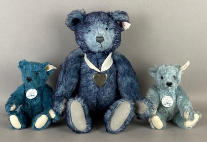 Group of 3 Steiff Blue Teddy Bears