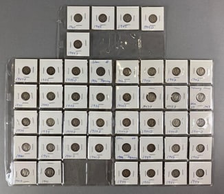 Group of 43 Mercury Silver Dimes