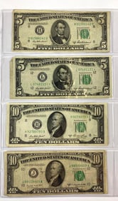 Group of 8 1950 Green Seal Federal Reserve Notes
