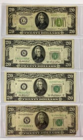 Group of 4 Green Seal Federal Reserve Notes