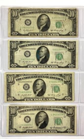 Group of 6 1950 $10 Green Seal Federal Reserve Notes