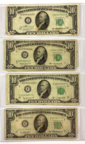 Group of 8 1950 $10 Green Seal Federal Reserve Notes