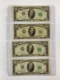 Group of 7 1950 $10 Green Seal Federal Reserve Notes