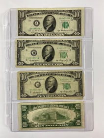 Group of 7 1950 $10 Green Seal Federal Reserve Notes